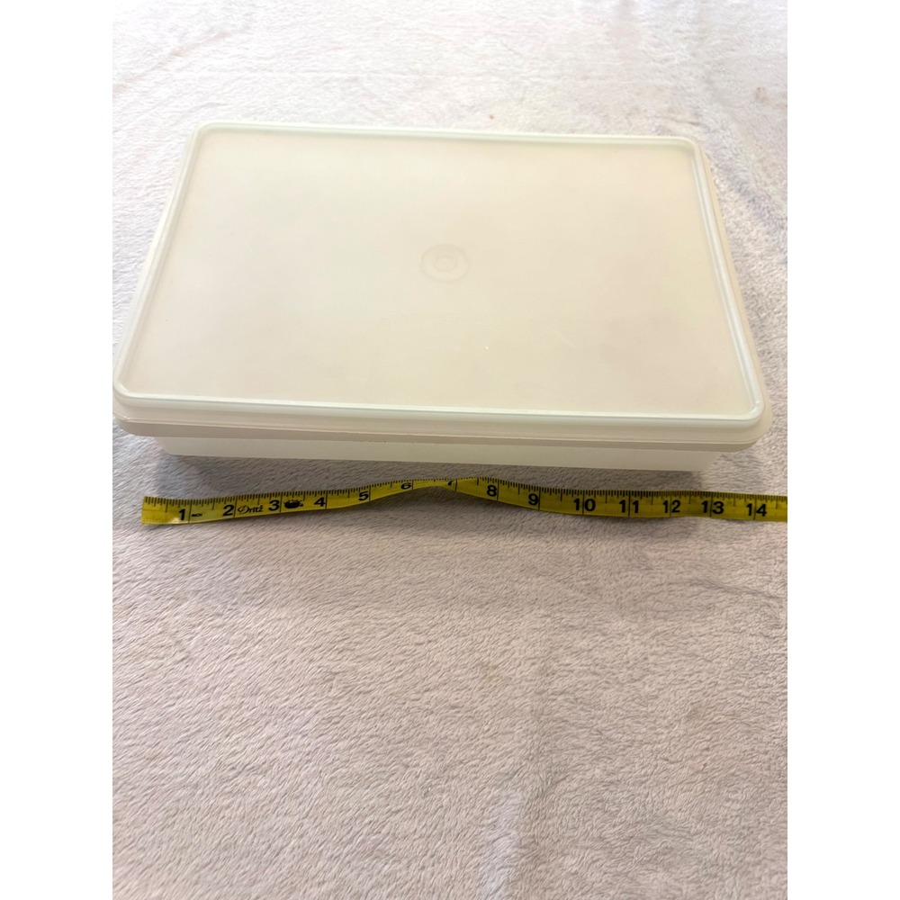 Vintage Tupperware 290-2 Rectangular  Container Lid 291-6 White 13x9.5x2.5